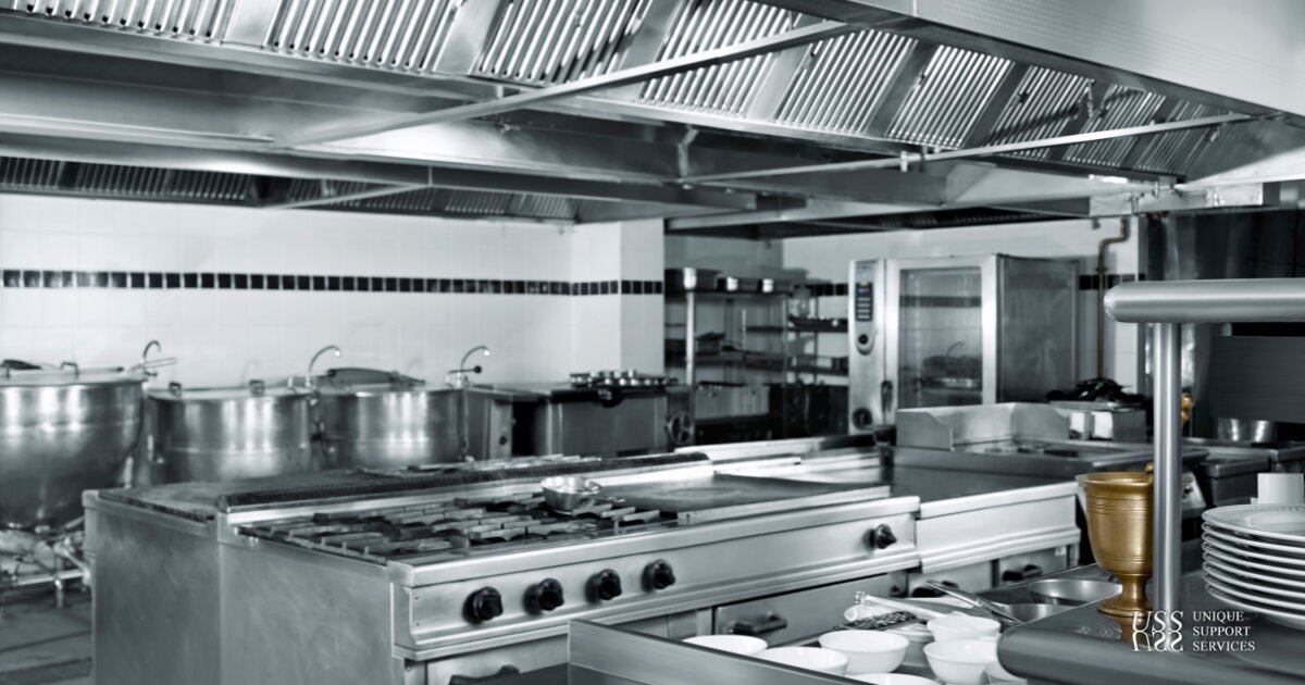 Back of house hotel kitchen cleaning
