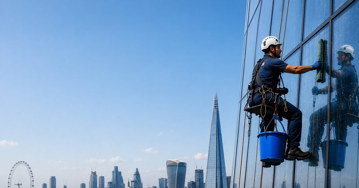 High rise rope access window cleaning in London
