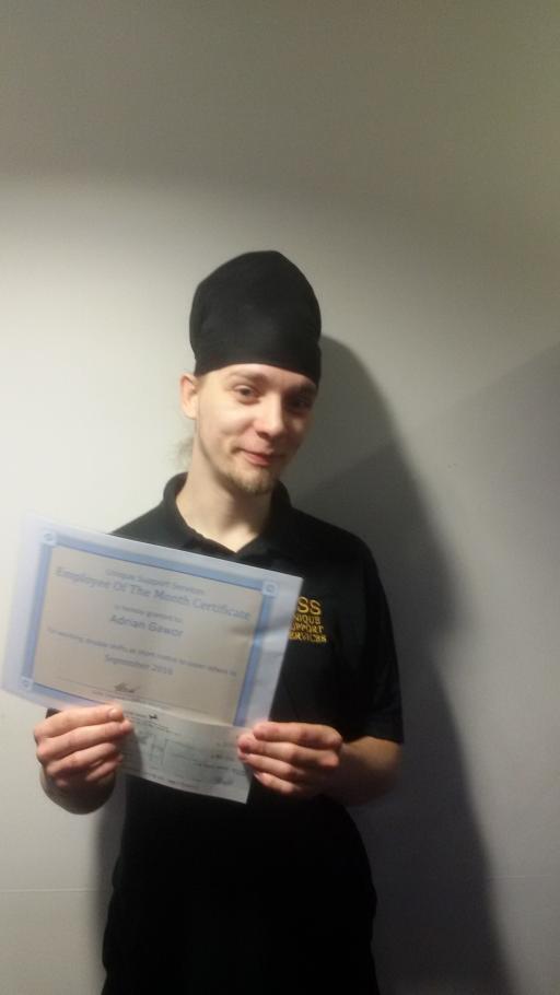 Adrian Gower Sept Employee of Month Adrian Gower