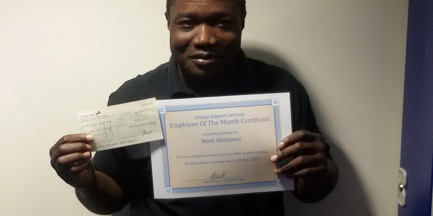 Noel Akapovi June Employee of Month Noel Akapovi